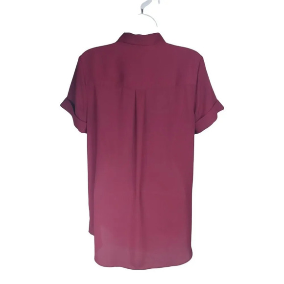 Reitmans Bowler  Style Blouse Semi Sheer Burgundy M - Picture 5 of 7